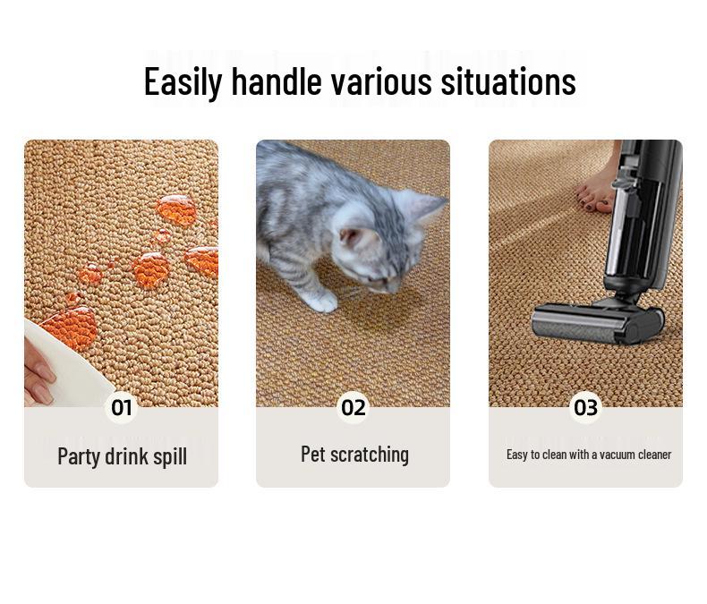 Faux Sisal Entrance Door Mat: Wear-Resistant, Cat-Scratch Proof, Wash-Free, Mixed Color Floor Mat for Living Room or Bedroom