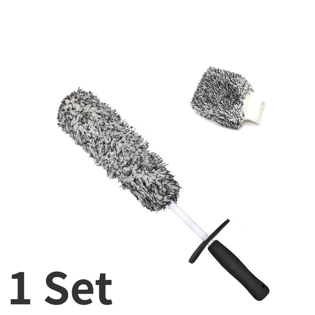 2PC Car Wheel Cleaning Brush Tool Microfiber Premium Non-Slip Soft Handle for Washing Wheel Rim Spoke Wheel Spokes Accessories