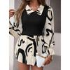 Women's Blouse Bubble Sleeve Temperament Casual Colorblocking Blouse