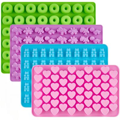 4pcs/set Candy Mold Silicone Chocolate Mold DIY Ice Cake Dinosaur/Bear/Heart and Mini Donuts Valentine's Day Party Baking Mold