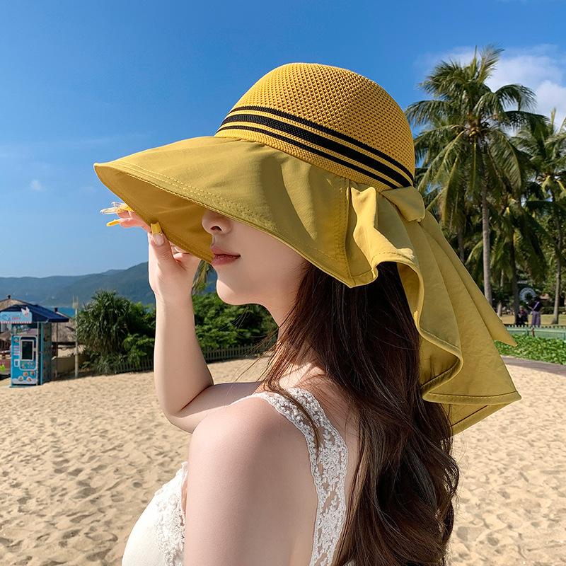 Summer Fashion Versatile Breathable Bucket Hat Large Brim Sun Hat Children Outdoor Cycling Shawl Neck Protection Sun Protection Cap