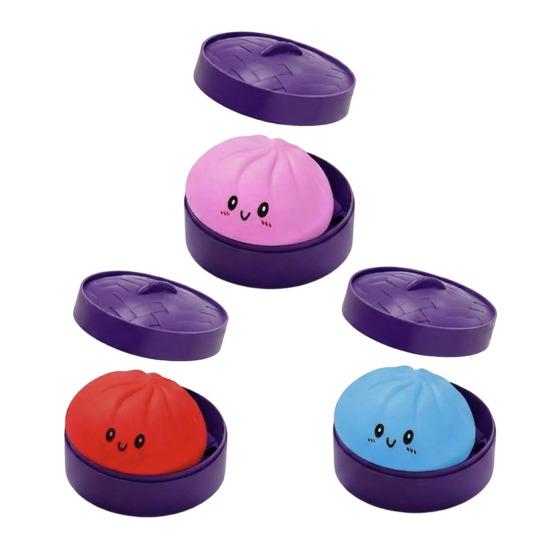 Yousheng 1/2/3/4/5Pcs Cartoon Expression Dumpling Squeeze Toy, Stress Relief Dough Stress Ball Fidget Toy, Soft Simulated Steamed Bun Sensory