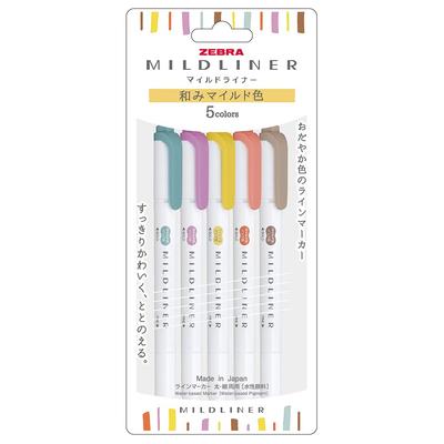 Zvýrazňovač Mildliner, Relaxační jemné barvy, Sada 5 barev WKT7-5C-RC-N
