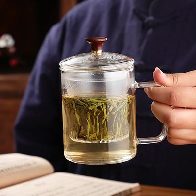 Cană de ceai din sticlă rezistentă la căldură, cană de separare a ceaiului, filtru de sticlă cu borosilicat ridicat, cană de ceai transparentă de uz casnic cu capac