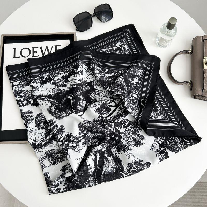 Versatile Shawl Animal Print Black And White Simple Large Square Scarf 90 * 90Cm Simulated Silk Twill Silk Women'S Silk Scarf
