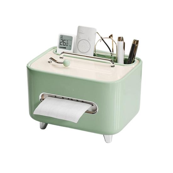 

Tissue Box with Remote Control Storage Top Space Multifunctional Organizer High Feet Moisture-proof Design Tissue Holder