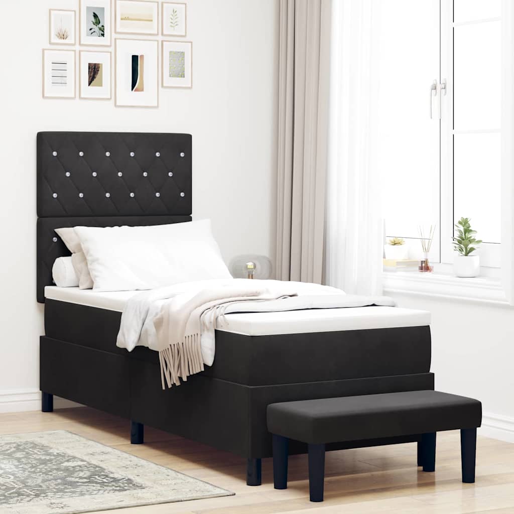 Box Spring Bed with Headboard Black 200 X 80 Cm Velvet