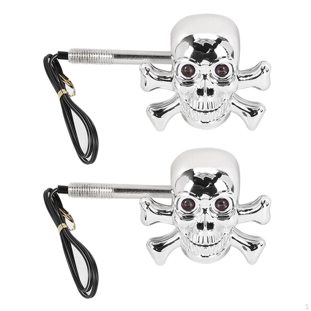 Motorcycle Turn Indicators with Skull Housing LED Lamp Flasher Lights 12V