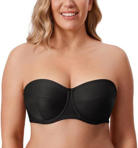 Large Size Women's Strapless Bra Plus Size Steel Rim Convertible Padded Rose White Beige Underwear