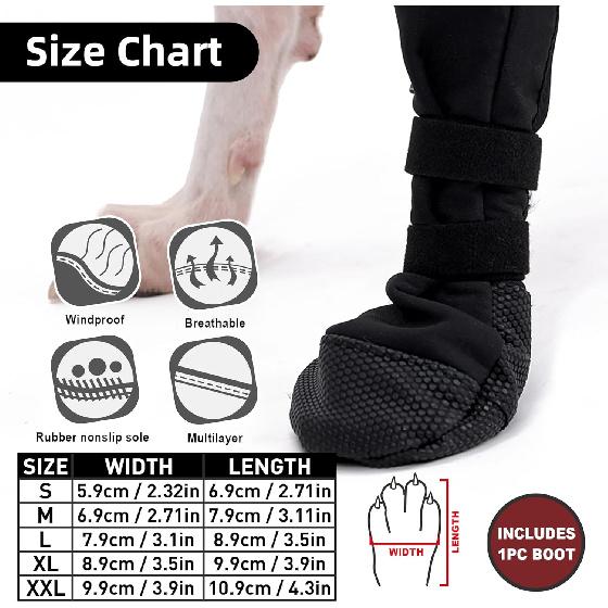 ETIAL Dog Paw Wound Recovery Boot, Breathable Dog Bootie for Injured Paw, Anti-Slip Dog Shoe with Self-Adhesive Strap, Dog Paw Protector for Outdoor