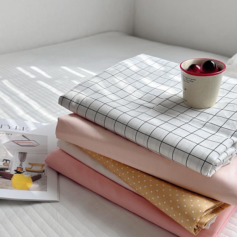 Single Plaid Stripe Cotton Bed Sheet - Fitted Sheet & Duvet Cover for Student Dorm