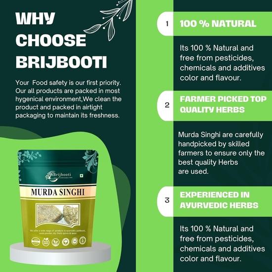 Brijbooti Murda Singhi - Best For Skin Care - 200 Gr - Removes pimple scars, Acne, Dark Spots, Eczema, Vitiligo - Murdar Seng - Litharge