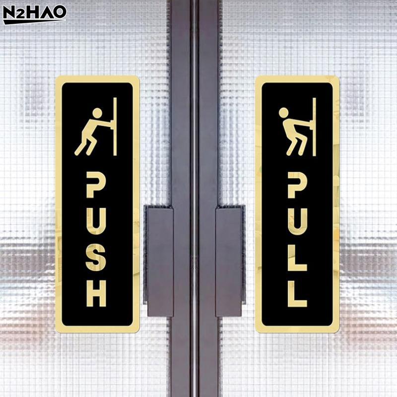 2 Pezzi/set Adesivo Finestra Porta Spingi & Tira Acrilico Porta Scorrevole Adesivo Logo Negozio Hotel Business Caffetteria Insegna Ristorante Maniglia Tirare Sticke