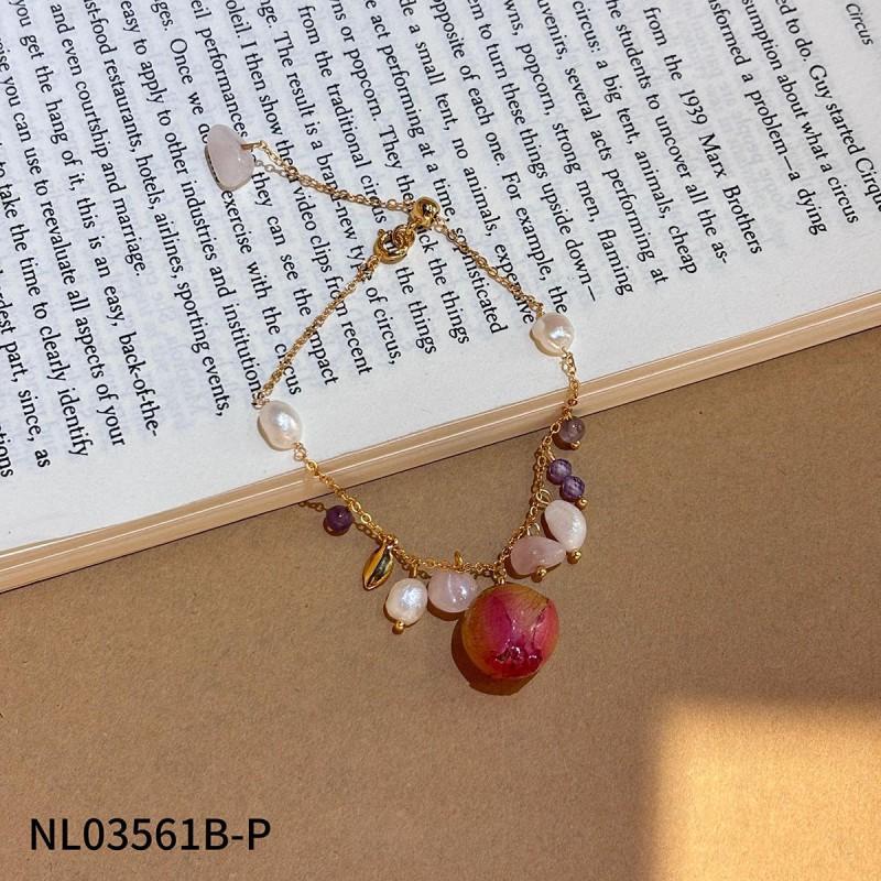 Handmade Floral Pearl Bracelet Women With Freshwater 18K Gold Plated Alloy Sweet Elegant Jewelry Accessory