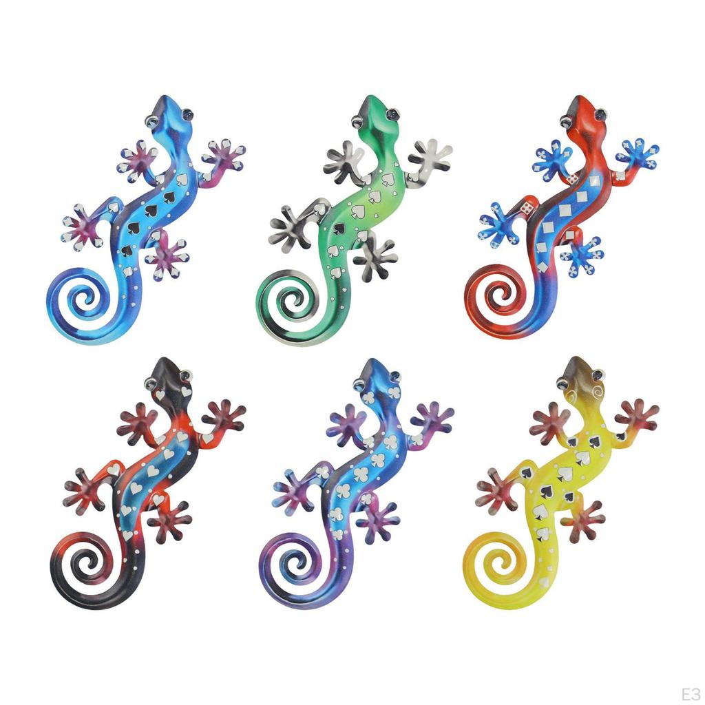 Metal Gecko Wall Art 2D Hanging Artwork,Art Decoration Ornament for Porch Cafe Patio Home