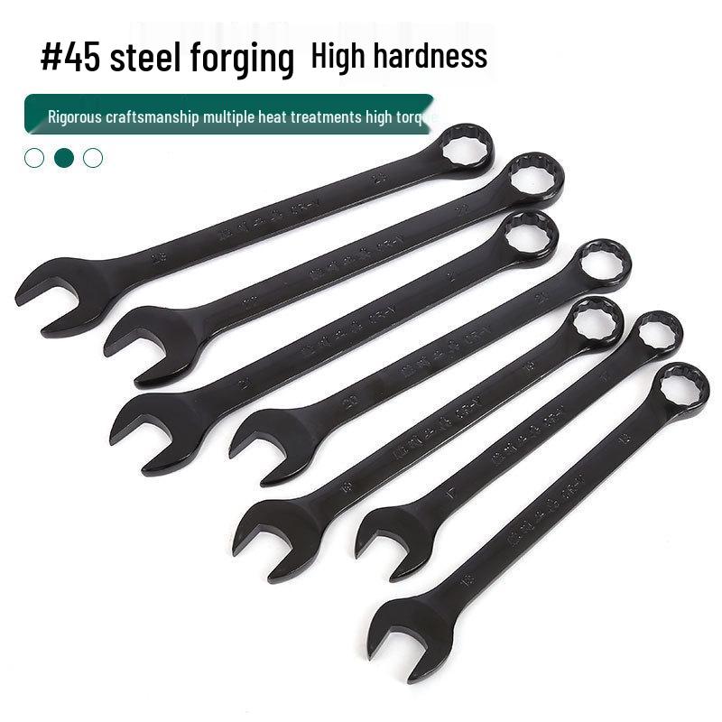 Black Dual-Head Open-End Box-End Wrench Set for Auto Repair and Maintenance