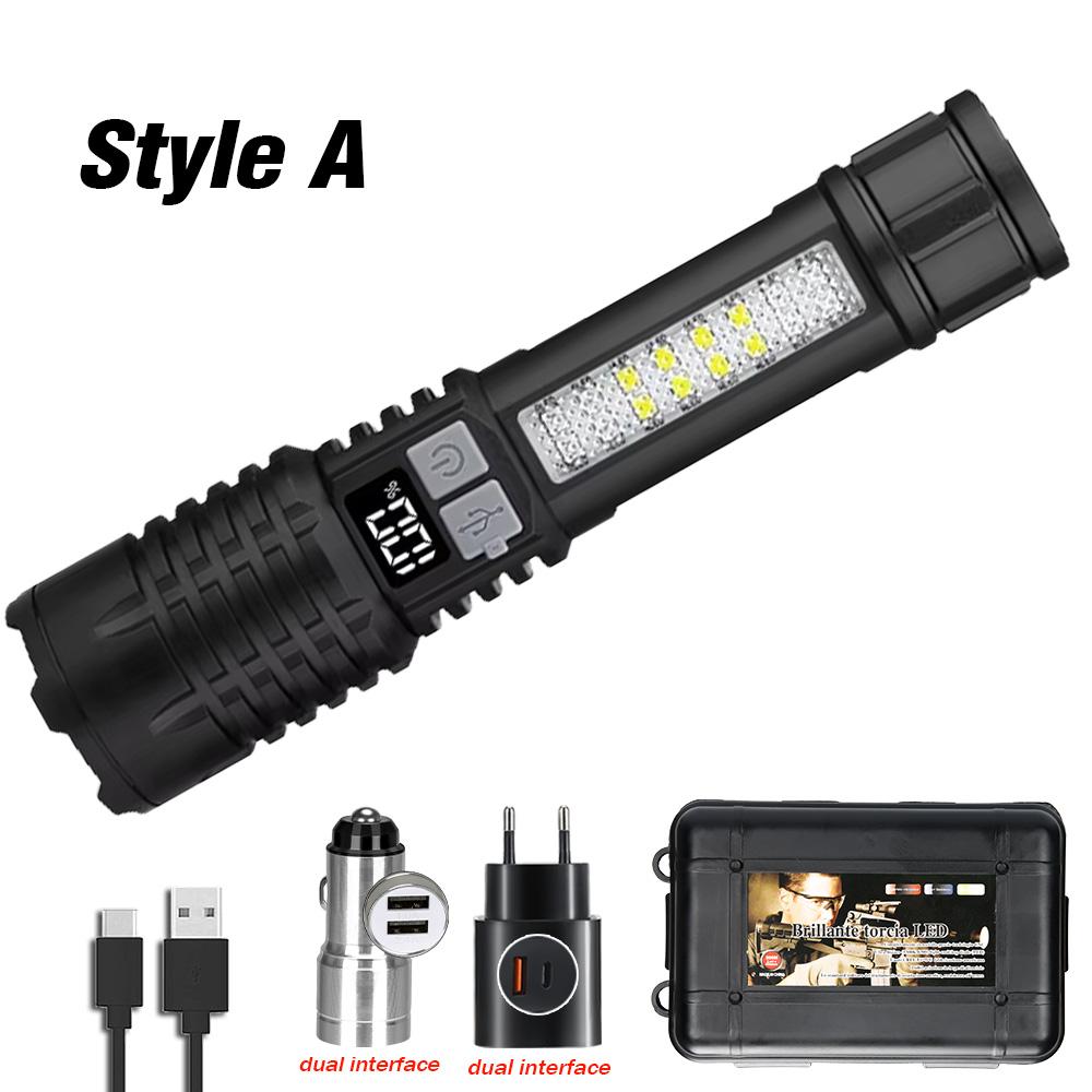 High Strong Power Led Flashlight Tactical Torch Light with Battery USB Charging Camping Hiking Emergency Zoomble Lantern Lamp