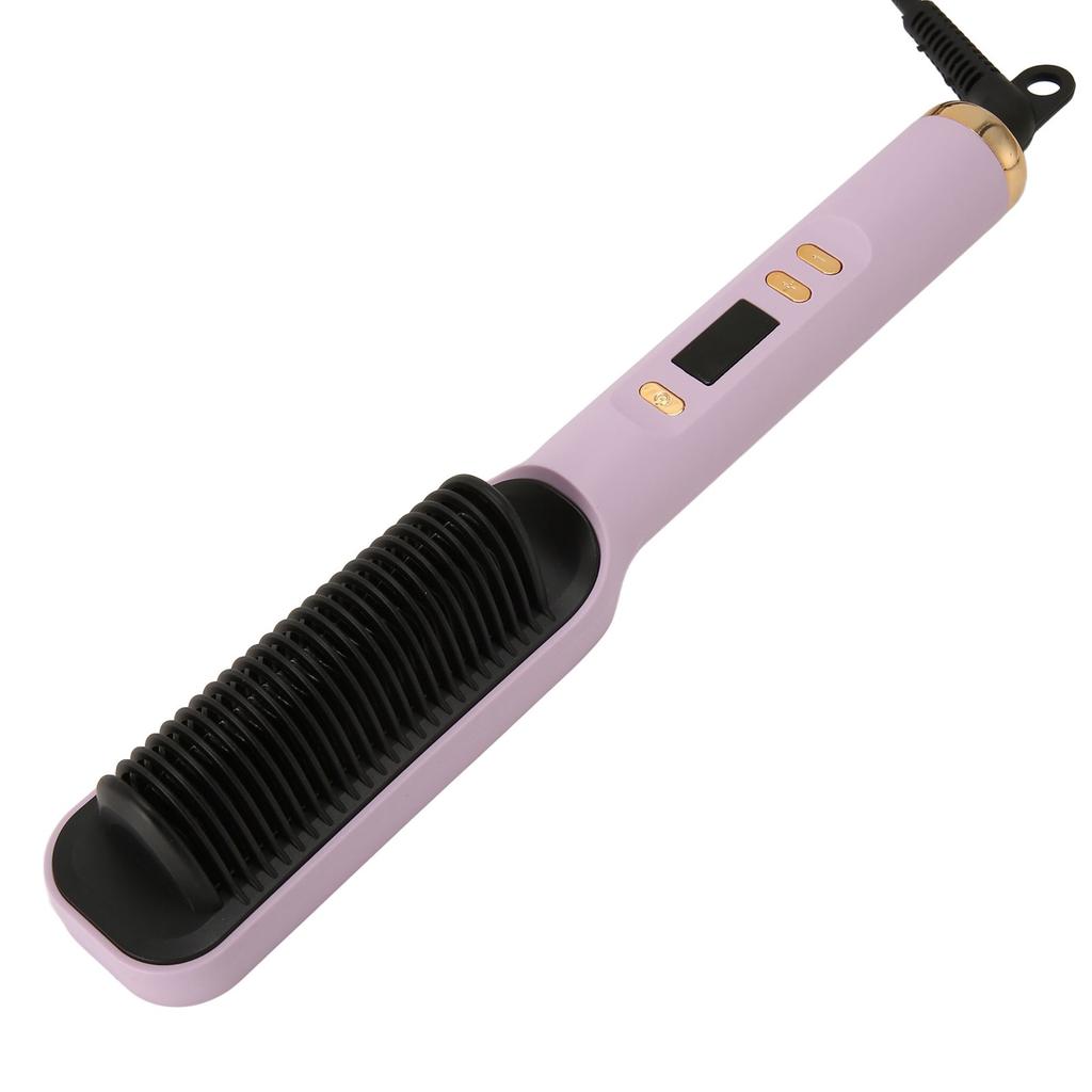 Spazzola Lisciante per Capelli a Ioni Negativi Display LCD Doppia Utilizzo Arricciacapelli Riscaldato e Pettine Lisciante