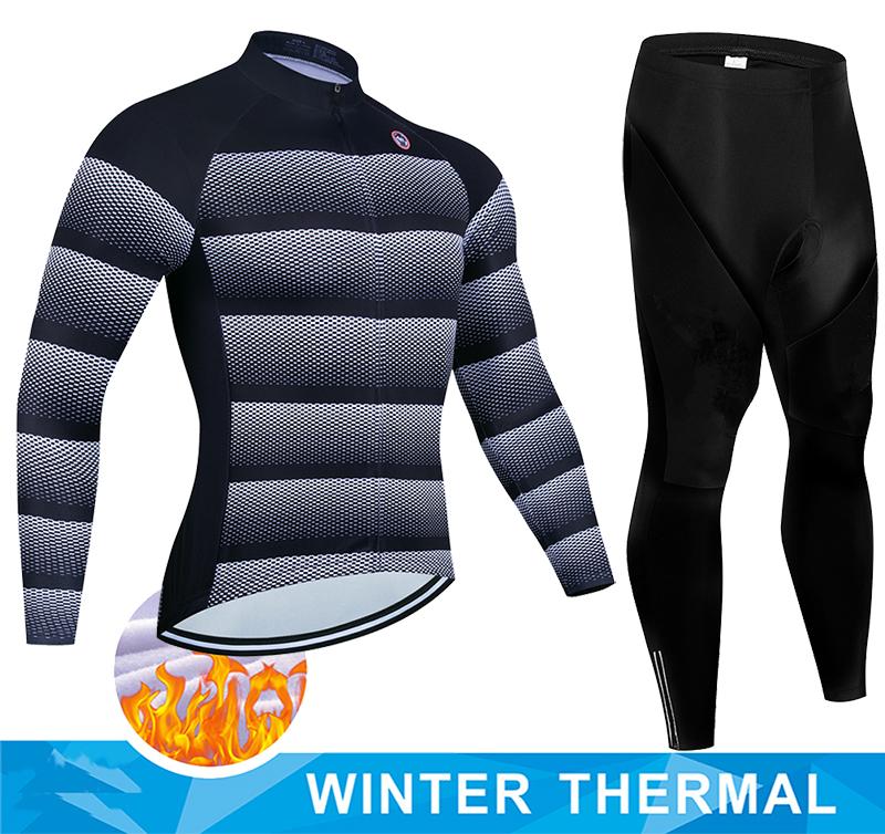 2025  Winter Thermal Fleece Cycling Jersey Set Man's Long Sleeves Cycling Kits Mountain Bike Jersey Road Bike Cycling Suit