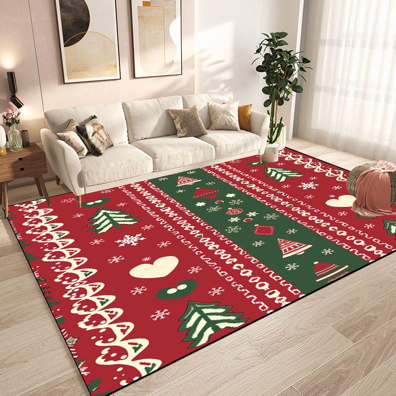 Christmas Tree Snowflake Carpet for Living Room Doormat New Year Red Decoration Home Rug Non-slip Dining Room Decor Floor Mats