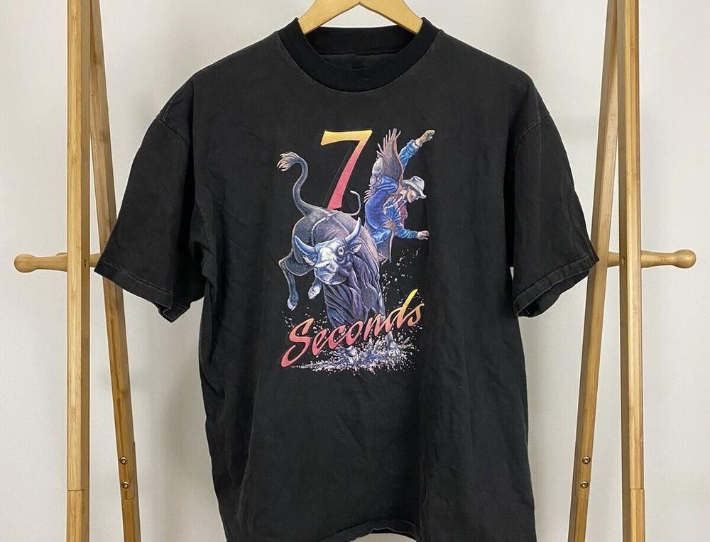 

7 Seconds Bull Riding Cowboys Short Tee Men Women Cotton Shirt AL489 Unisex T-Shirt L