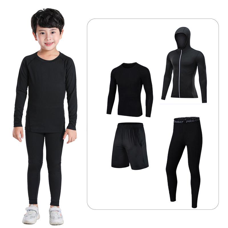 Kids' Summer Sports Compression Set: Quick-Dry Basketball & Football Training Suit, Breathable Fitness Wear for Morning Runs.
