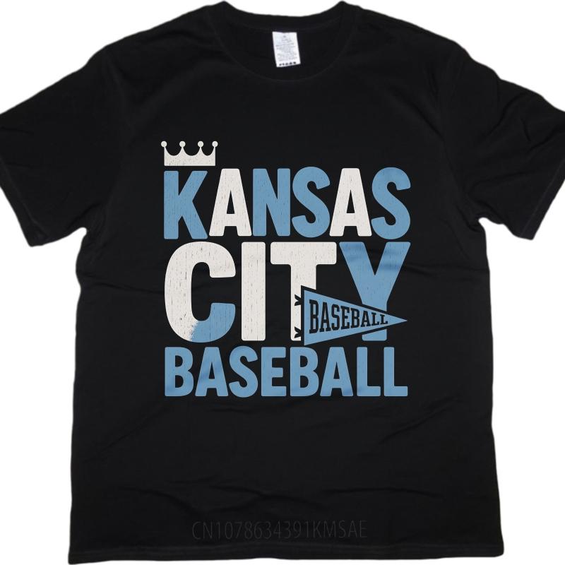 Mens tshirt Cotton Shirt Fashion Summer Women T Shirt Kansas City Baseball Crown Design Short Sleeve Printed Crew Neck Tops
