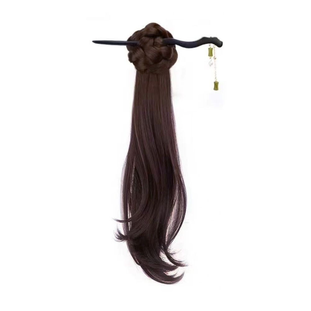 

Палочка для волос Зажим-краб Хвост Парик Бамбуковая заколка Парик Коса Хвост Плетеный Боковой хвост Женщины Dark Brown-Style 2