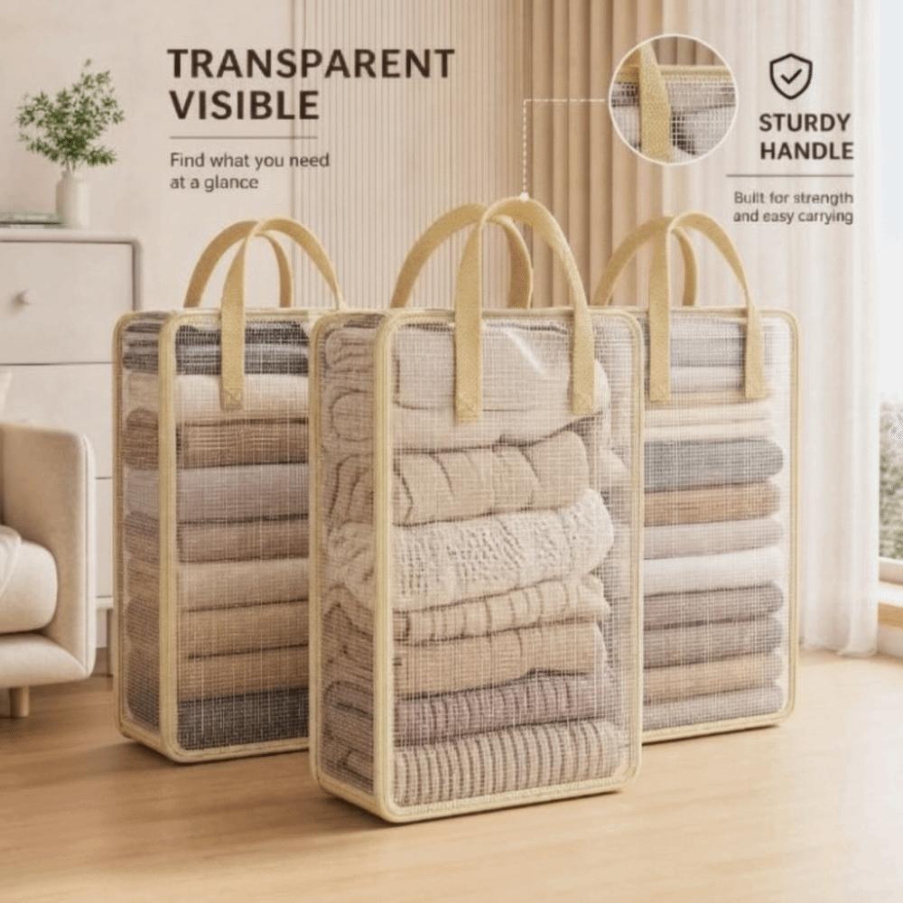 Transparent Clothes Storage Bag Foldable Design Organizer Storage Bag  For Home Use