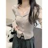 French Polo Lapel Knitted Bottoming Shirt Women's Autumn and Winter Thin Outer Cardigan Top Slim Fit Long-sleeved Sweater