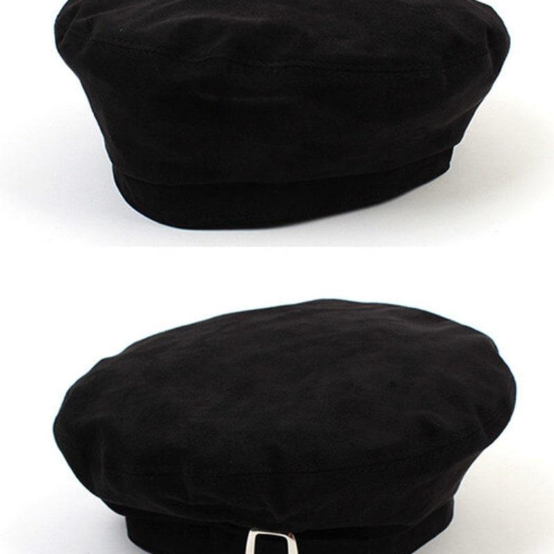 

Универсальная химия Берет из черной замши с поясом Берет FREE