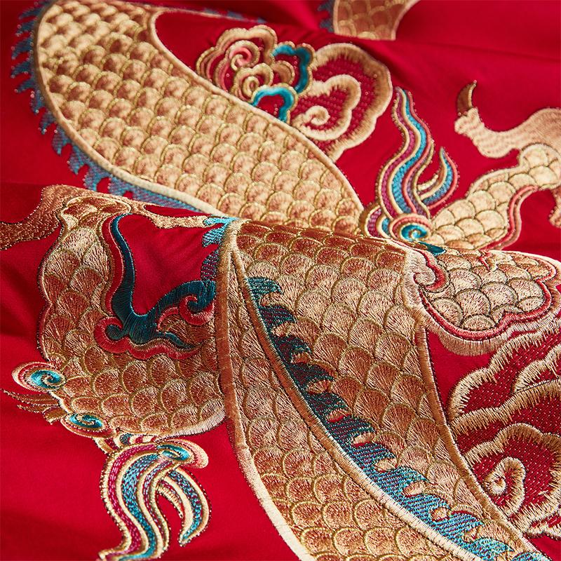 Comforter 100/140Ct Long-Staple Cotton Chinese-Style Wedding Festive 4-Pcs A Witness To Marriage And Love Home Decoration