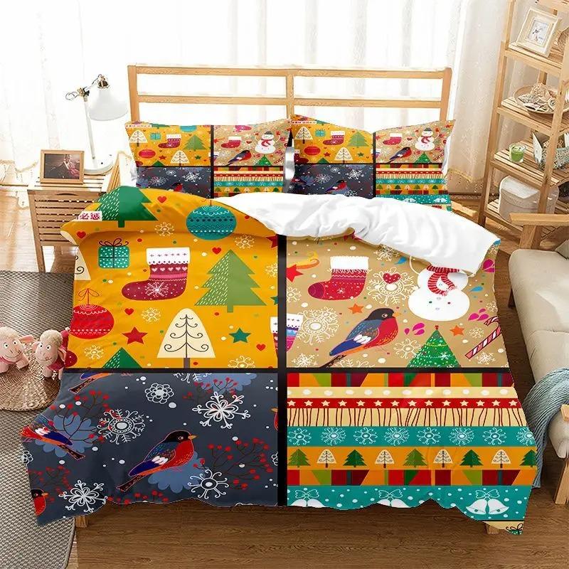 Christmas Kid Duvet Cover KingQueen Size,Red Christmas Socks Decoration 3 Piece Bedding,Merry Christmas Theme Quilt Cover,cream