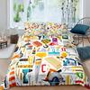Construction Tractor Truck King Queen Duvet Cover Excavators Crane Bedding Set Vehicle Quilt Cover Polyester Comforter Cover