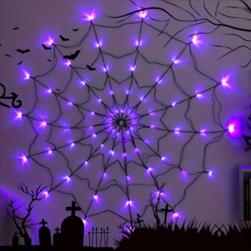 70LED Halloween Spider Web Lights Holiday Ambient Light with 8-Mode Remote Controlled for Horror Theme Party Garden Outdor Decor