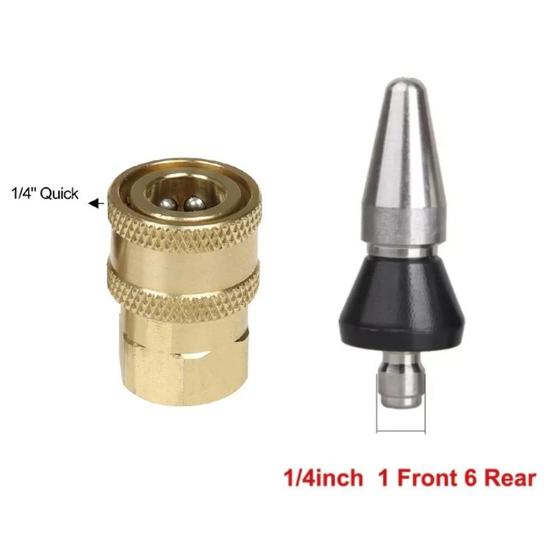 Universal 1/4" High-Pressure Pipe Dredging Nozzle - Municipal Sewage Cleaning Machine Bullet Nozzle