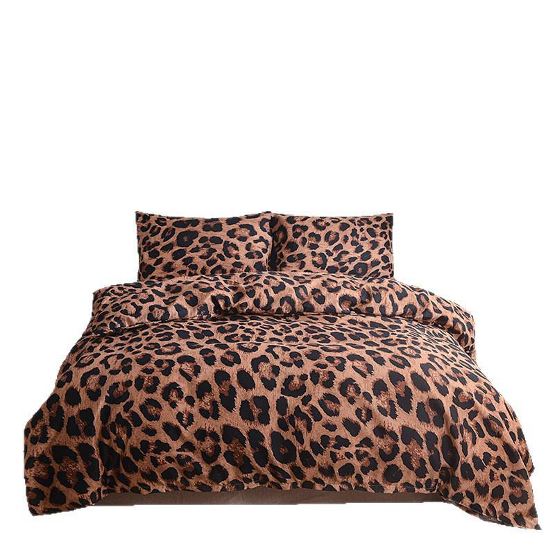 Leopard Print Pastoral Style Duvet Cover Set - Single Duvet Cover & Pillowcase.