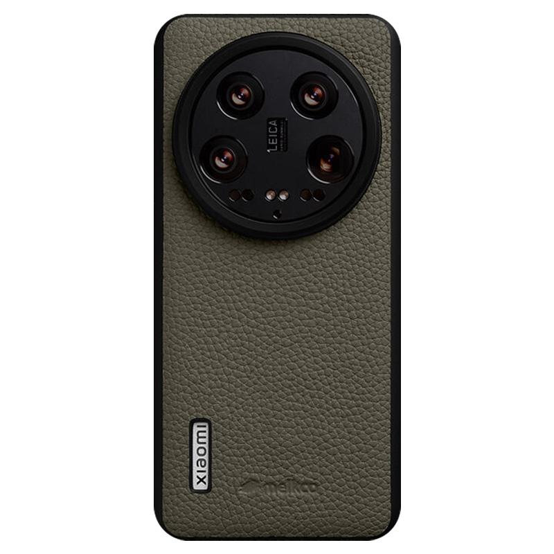 MELKCO Etui na Xiaomi 14 Ultra Pokryte Skórą Naturalną PC Pokrowiec na Telefon