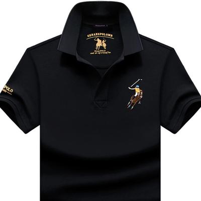 TrendHub Solid Plus Size Polo Shirt Men Casual Short Sleeve Lapel Button Shirt Embroidery