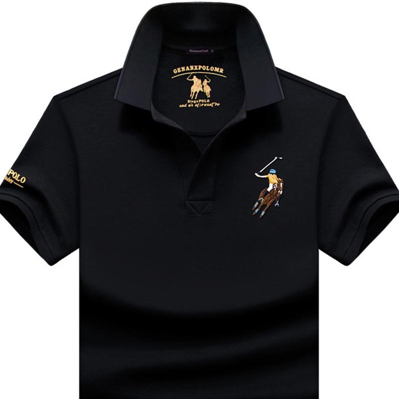 TrendHub Solid Plus Size Polo Shirt Men Casual Short Sleeve Lapel Button Shirt Embroidery