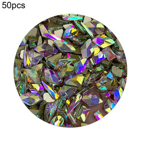 50Pcs/Bag Nail Art Rhinestone 3D Geometric Shaped Nails Decorations Glitter Manicure Accessories