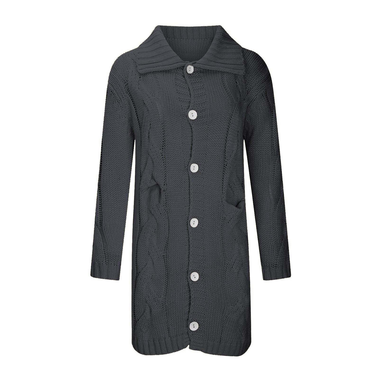 

Women Hood Cardigan Large Size Sweater Pocket Single Breasted Long Sleeves Coat