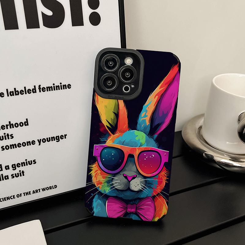 Applicable to Apple 15 color graffiti cartoon rabbit iphone13promax mobile phone case 12 all-inclusive personality 14 tide
