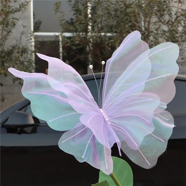50cm Big Simulation Butterfly 3D Outdoor Shopping Mall Wedding Festival Decoration Prop Hollow Large Hanging Gauze Fake Flower