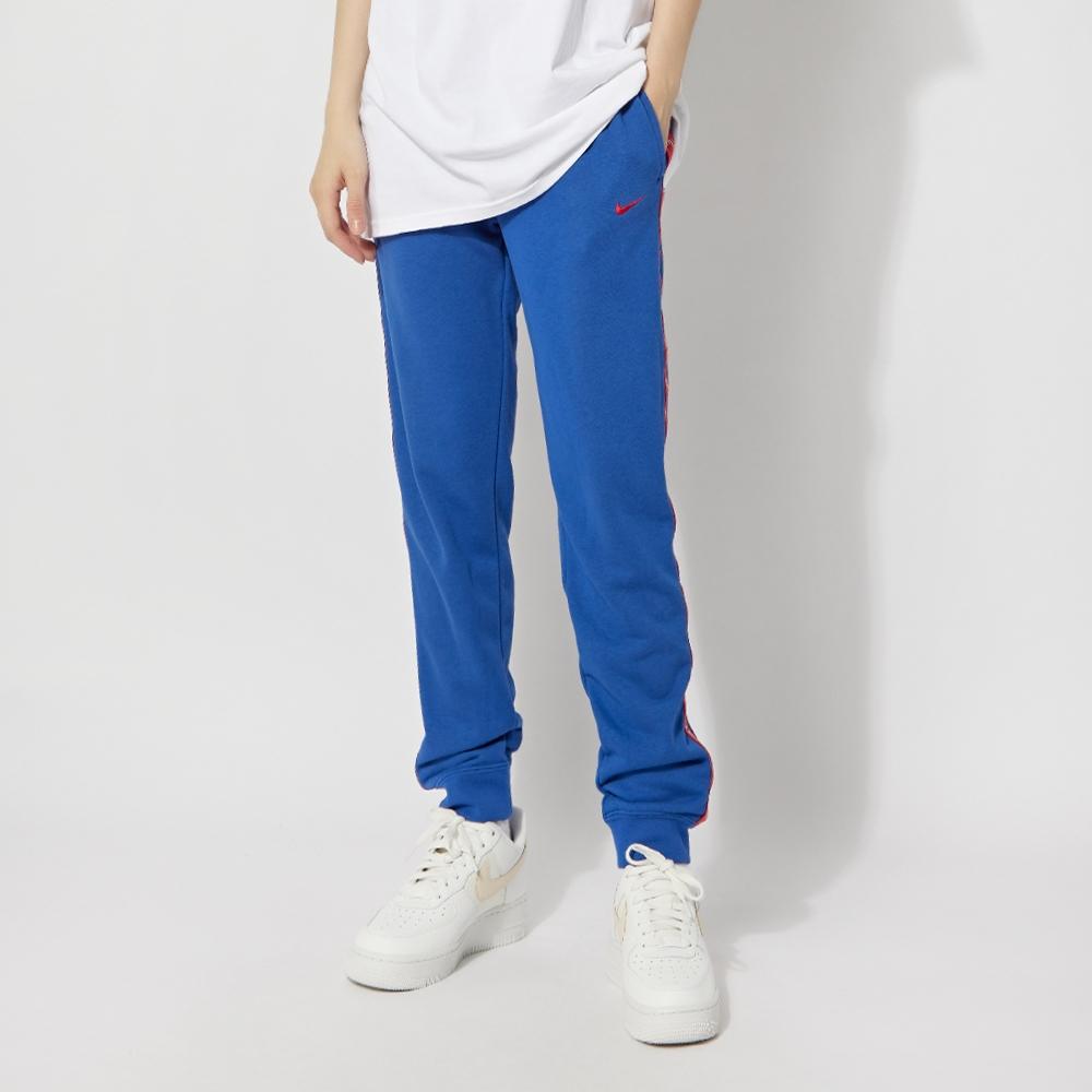 Nike As W Nsw Color Block Printed Logo Retro Sports Long Pants Casual Mid Waist Tapered Knit Joggers Women bottoms Blue AR3075-438