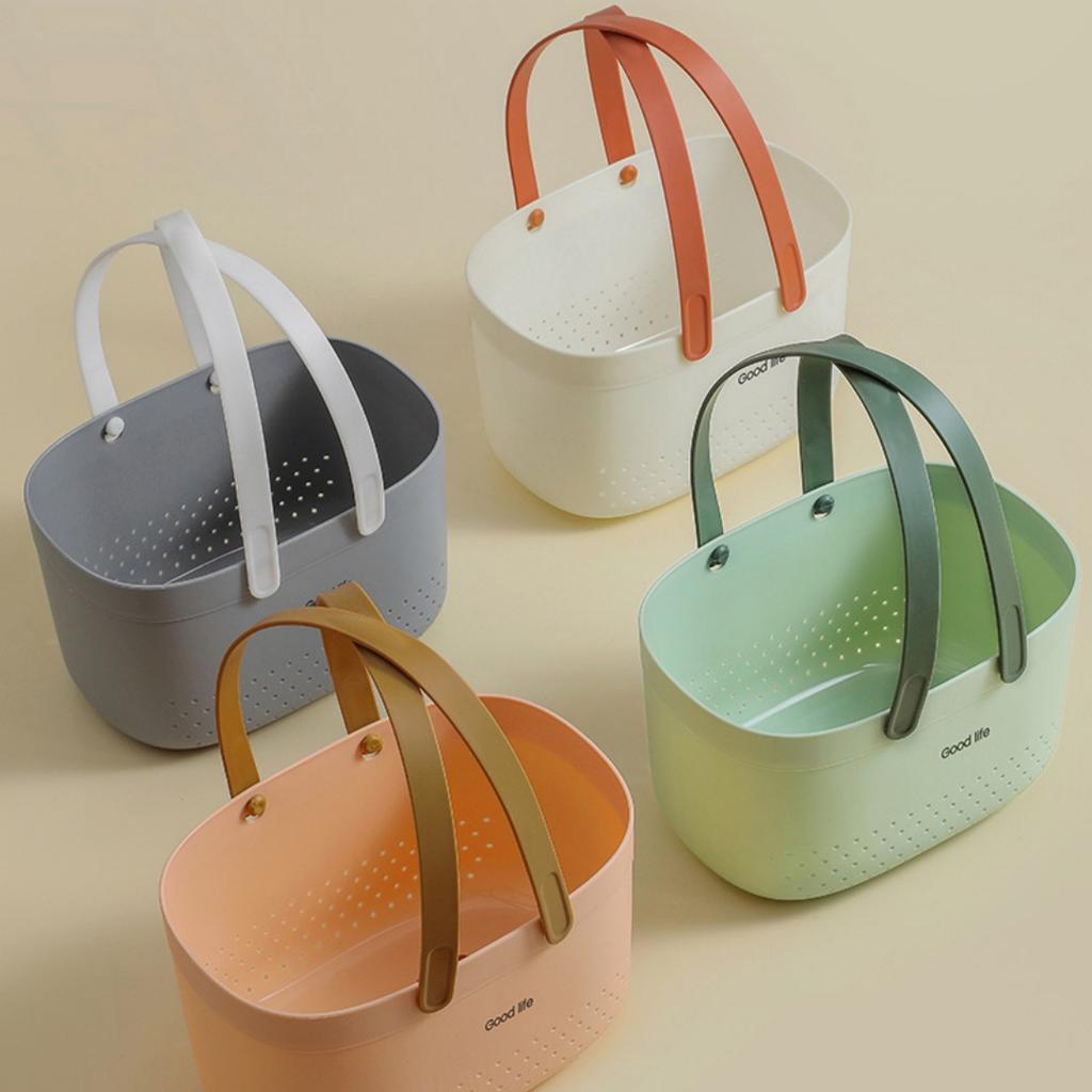 Solid Color Handheld Shower Basket, Can Store Towels, Shower Gel,Facial Cleanser and Other Bathroom Products At The Same Time