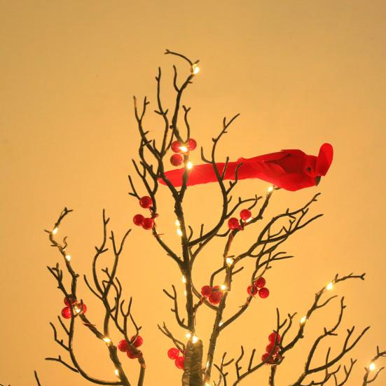 LED Vintage Glowing Tree with Cardinals Battery Operated Twinkle Trees Lamp with Lighted Branches Festive Holiday Party Lighting Halloween Christmas