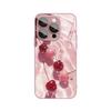 Kristallkirschenmuster Rosa Metallic-Lack Glas Harte Handyhülle Für iPhone 17 15 16 11 12 13 14 Pro Max Plus 16E 17Air Hülle