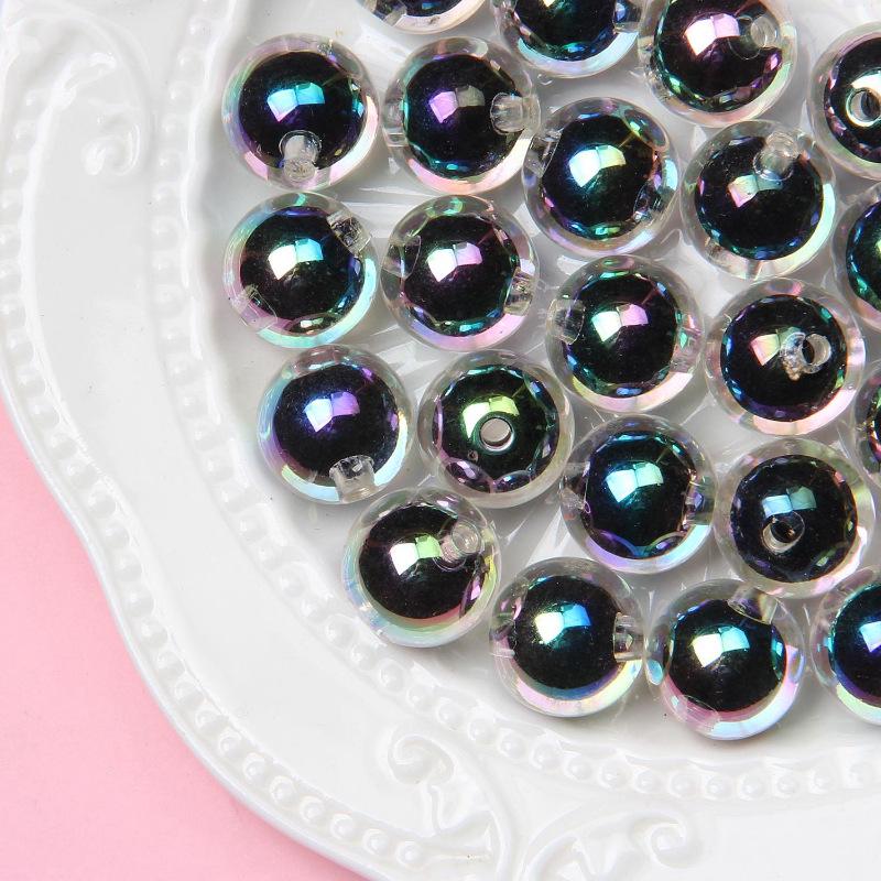 16mm Colorful UV-Plated Acrylic Round Beads for DIY Jewelry, Phone Chains, Wind Chimes, and Car Hangings