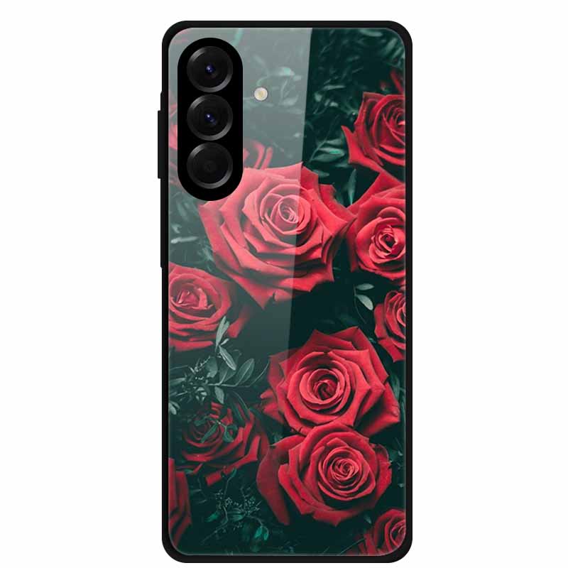 Tempered Glass Phone Case For Samsung Galaxy S24 FE Case Hard PC Back Cover Shell for Galaxy S24FE S 24 FE 5G Hard Covers Flower
